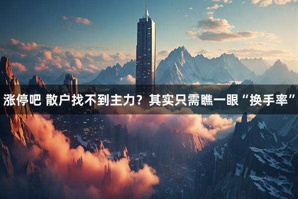 涨停吧 散户找不到主力？其实只需瞧一眼“换手率”